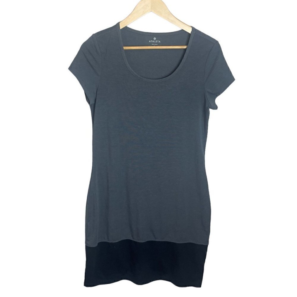 Athleta Ella Dress Size Small 2 tone Colorblock Wool Blend 138801 Black Gray